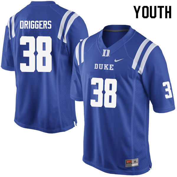 Youth #38 Jack Driggers Duke Blue Devils College Football Jerseys Sale-Blue - Click Image to Close